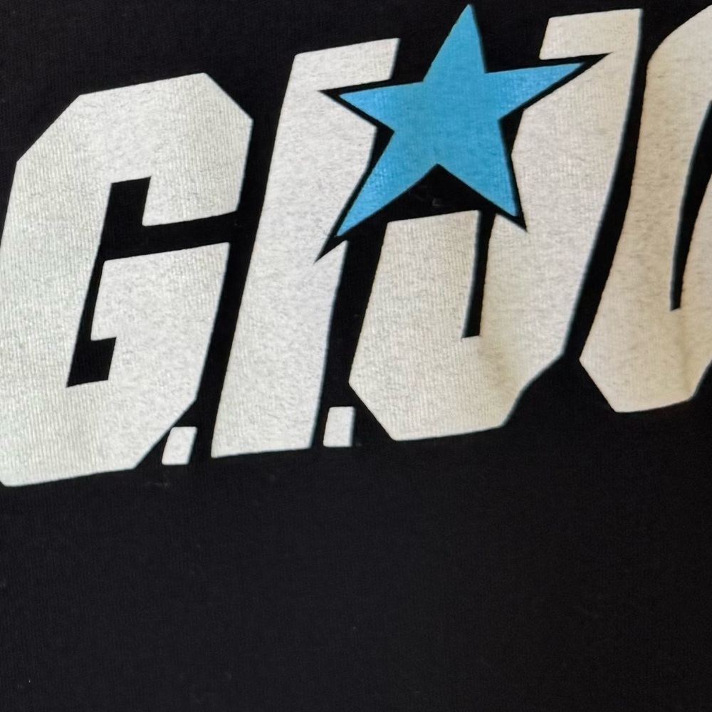 Hasbro G.I. Joe Black Tee tshirt logo graphic stretchy shirt top blue red white - Picture 4 of 7